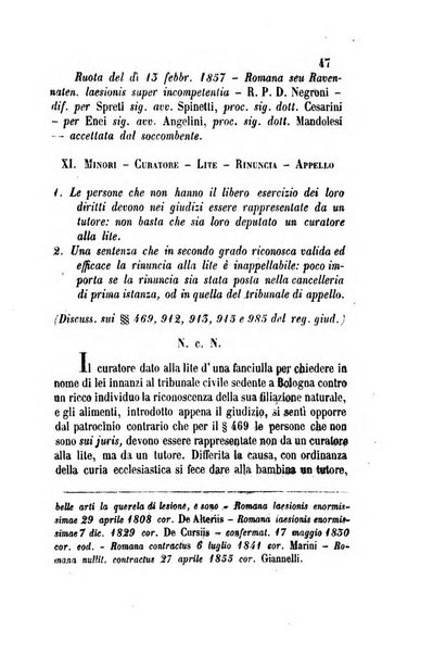 Giornale del Foro in cui si raccolgono le più importanti regiudicate dei supremi tribunali di Roma e dello Stato pontificio in materia civile