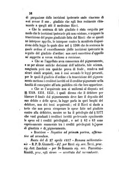 Giornale del Foro in cui si raccolgono le più importanti regiudicate dei supremi tribunali di Roma e dello Stato pontificio in materia civile