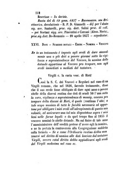 Giornale del Foro in cui si raccolgono le più importanti regiudicate dei supremi tribunali di Roma e dello Stato pontificio in materia civile