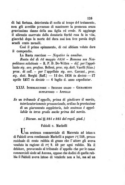 Giornale del Foro in cui si raccolgono le più importanti regiudicate dei supremi tribunali di Roma e dello Stato pontificio in materia civile