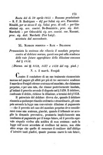 Giornale del Foro in cui si raccolgono le più importanti regiudicate dei supremi tribunali di Roma e dello Stato pontificio in materia civile