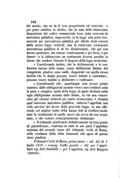 Giornale del Foro in cui si raccolgono le più importanti regiudicate dei supremi tribunali di Roma e dello Stato pontificio in materia civile