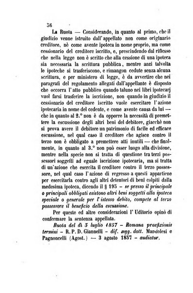 Giornale del Foro in cui si raccolgono le più importanti regiudicate dei supremi tribunali di Roma e dello Stato pontificio in materia civile