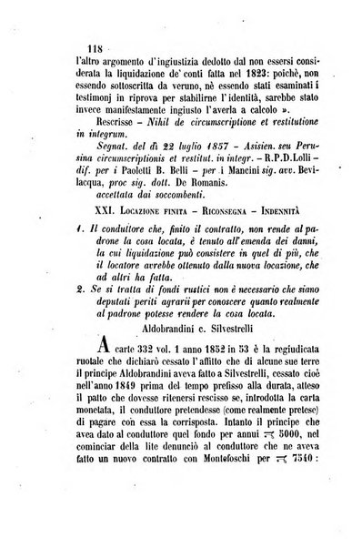 Giornale del Foro in cui si raccolgono le più importanti regiudicate dei supremi tribunali di Roma e dello Stato pontificio in materia civile