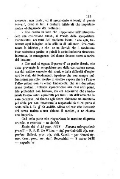 Giornale del Foro in cui si raccolgono le più importanti regiudicate dei supremi tribunali di Roma e dello Stato pontificio in materia civile