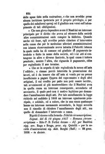 Giornale del Foro in cui si raccolgono le più importanti regiudicate dei supremi tribunali di Roma e dello Stato pontificio in materia civile