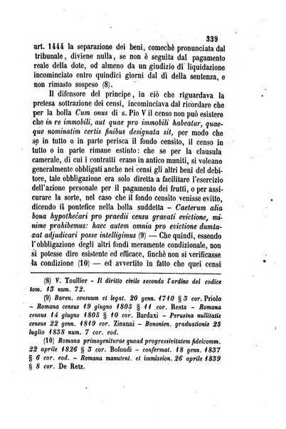 Giornale del Foro in cui si raccolgono le più importanti regiudicate dei supremi tribunali di Roma e dello Stato pontificio in materia civile