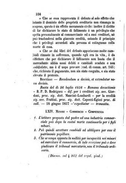 Giornale del Foro in cui si raccolgono le più importanti regiudicate dei supremi tribunali di Roma e dello Stato pontificio in materia civile