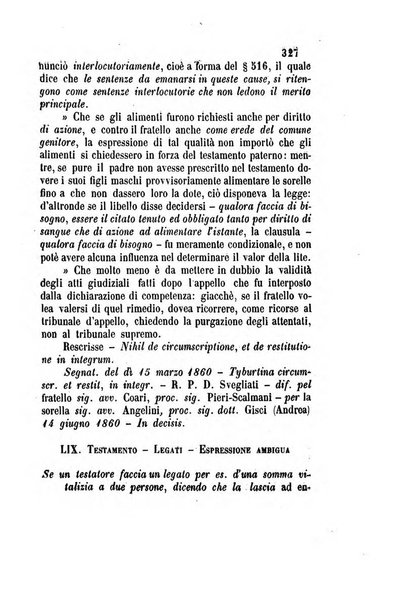 Giornale del Foro in cui si raccolgono le più importanti regiudicate dei supremi tribunali di Roma e dello Stato pontificio in materia civile