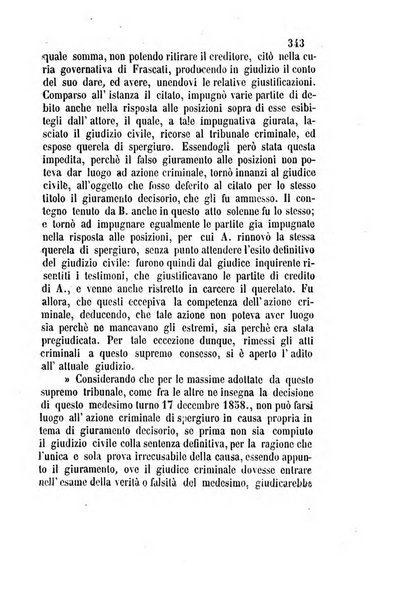 Giornale del Foro in cui si raccolgono le più importanti regiudicate dei supremi tribunali di Roma e dello Stato pontificio in materia civile