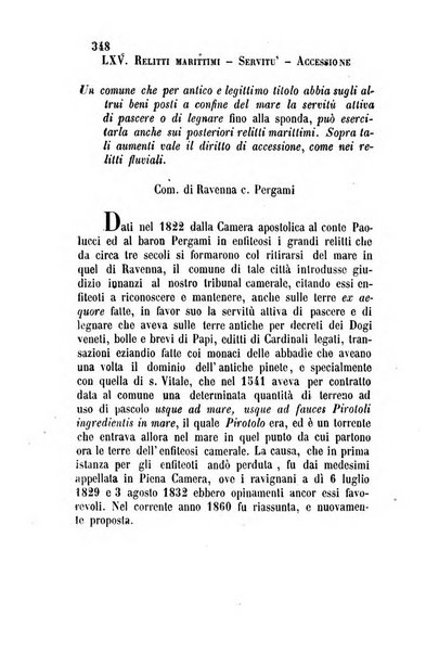 Giornale del Foro in cui si raccolgono le più importanti regiudicate dei supremi tribunali di Roma e dello Stato pontificio in materia civile