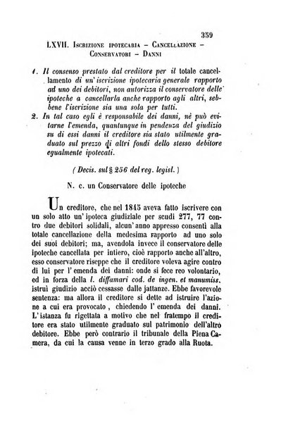 Giornale del Foro in cui si raccolgono le più importanti regiudicate dei supremi tribunali di Roma e dello Stato pontificio in materia civile