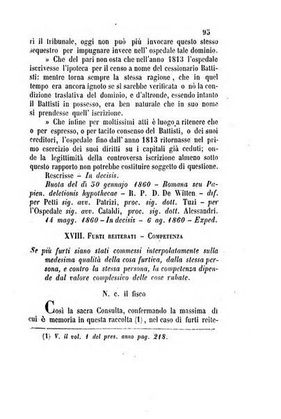 Giornale del Foro in cui si raccolgono le più importanti regiudicate dei supremi tribunali di Roma e dello Stato pontificio in materia civile