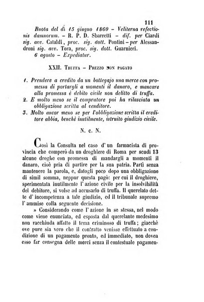 Giornale del Foro in cui si raccolgono le più importanti regiudicate dei supremi tribunali di Roma e dello Stato pontificio in materia civile