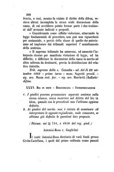 Giornale del Foro in cui si raccolgono le più importanti regiudicate dei supremi tribunali di Roma e dello Stato pontificio in materia civile