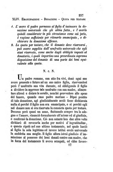 Giornale del Foro in cui si raccolgono le più importanti regiudicate dei supremi tribunali di Roma e dello Stato pontificio in materia civile