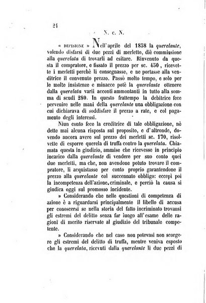 Giornale del Foro in cui si raccolgono le più importanti regiudicate dei supremi tribunali di Roma e dello Stato pontificio in materia civile