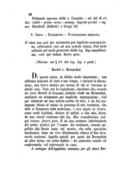 Giornale del Foro in cui si raccolgono le più importanti regiudicate dei supremi tribunali di Roma e dello Stato pontificio in materia civile