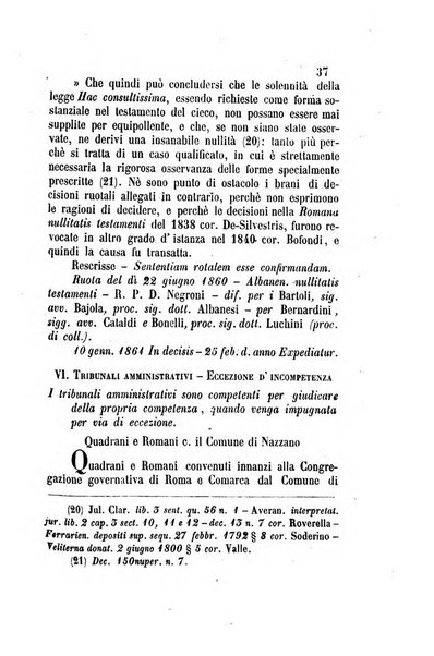 Giornale del Foro in cui si raccolgono le più importanti regiudicate dei supremi tribunali di Roma e dello Stato pontificio in materia civile