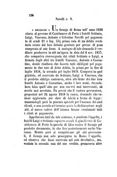 Giornale del Foro in cui si raccolgono le più importanti regiudicate dei supremi tribunali di Roma e dello Stato pontificio in materia civile