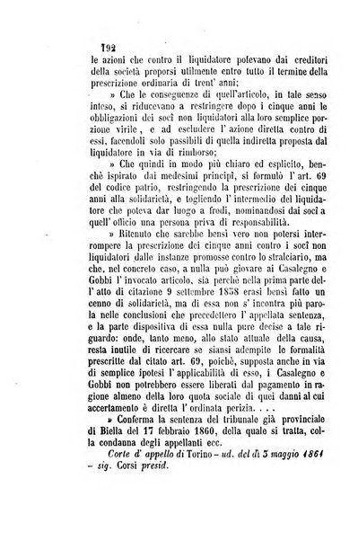 Giornale del Foro in cui si raccolgono le più importanti regiudicate dei supremi tribunali di Roma e dello Stato pontificio in materia civile