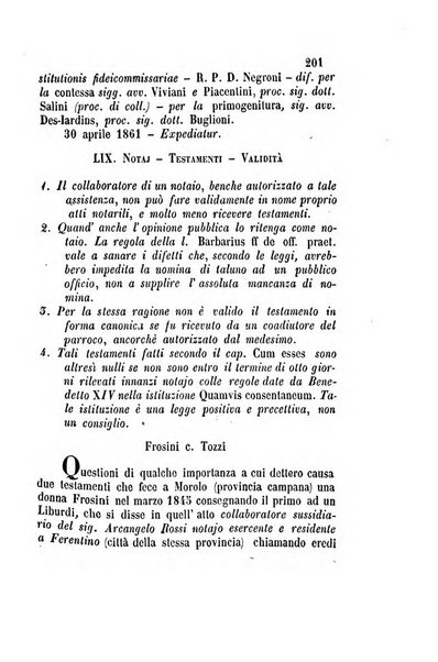 Giornale del Foro in cui si raccolgono le più importanti regiudicate dei supremi tribunali di Roma e dello Stato pontificio in materia civile