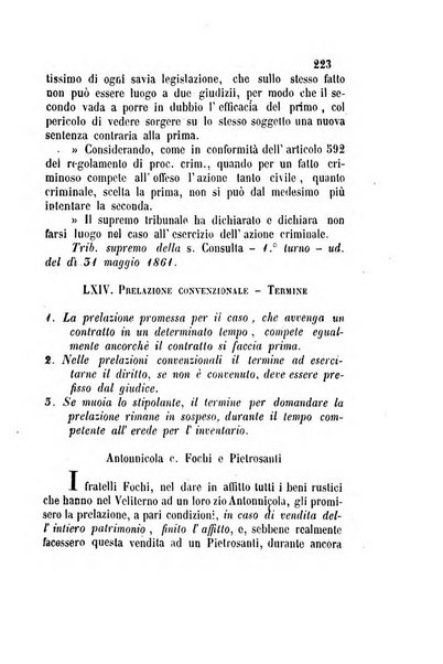 Giornale del Foro in cui si raccolgono le più importanti regiudicate dei supremi tribunali di Roma e dello Stato pontificio in materia civile