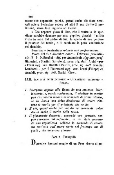 Giornale del Foro in cui si raccolgono le più importanti regiudicate dei supremi tribunali di Roma e dello Stato pontificio in materia civile