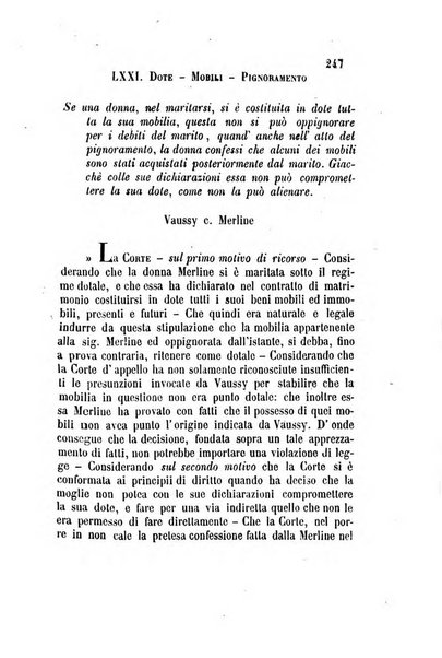 Giornale del Foro in cui si raccolgono le più importanti regiudicate dei supremi tribunali di Roma e dello Stato pontificio in materia civile