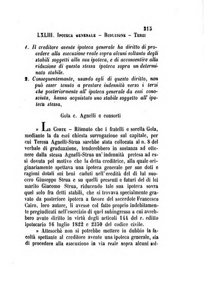 Giornale del Foro in cui si raccolgono le più importanti regiudicate dei supremi tribunali di Roma e dello Stato pontificio in materia civile