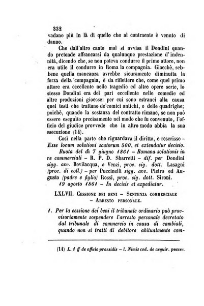 Giornale del Foro in cui si raccolgono le più importanti regiudicate dei supremi tribunali di Roma e dello Stato pontificio in materia civile