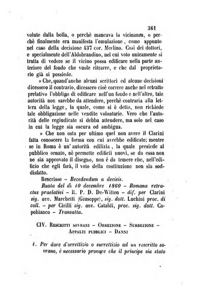 Giornale del Foro in cui si raccolgono le più importanti regiudicate dei supremi tribunali di Roma e dello Stato pontificio in materia civile