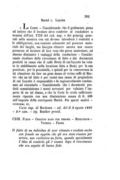 Giornale del Foro in cui si raccolgono le più importanti regiudicate dei supremi tribunali di Roma e dello Stato pontificio in materia civile