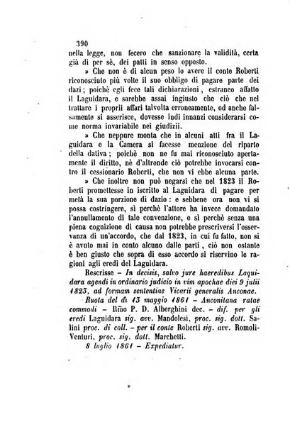 Giornale del Foro in cui si raccolgono le più importanti regiudicate dei supremi tribunali di Roma e dello Stato pontificio in materia civile