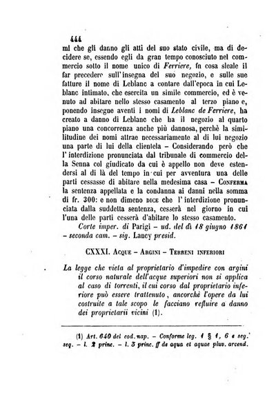 Giornale del Foro in cui si raccolgono le più importanti regiudicate dei supremi tribunali di Roma e dello Stato pontificio in materia civile