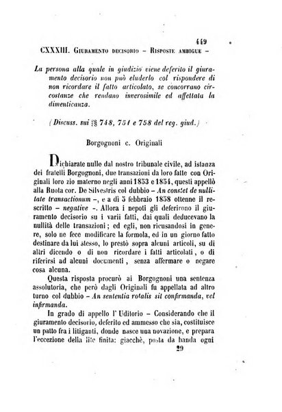 Giornale del Foro in cui si raccolgono le più importanti regiudicate dei supremi tribunali di Roma e dello Stato pontificio in materia civile