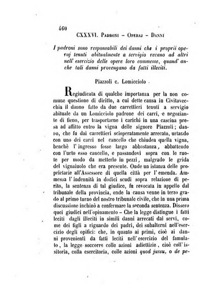 Giornale del Foro in cui si raccolgono le più importanti regiudicate dei supremi tribunali di Roma e dello Stato pontificio in materia civile