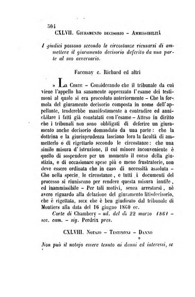 Giornale del Foro in cui si raccolgono le più importanti regiudicate dei supremi tribunali di Roma e dello Stato pontificio in materia civile