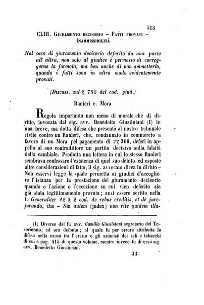 Giornale del Foro in cui si raccolgono le più importanti regiudicate dei supremi tribunali di Roma e dello Stato pontificio in materia civile