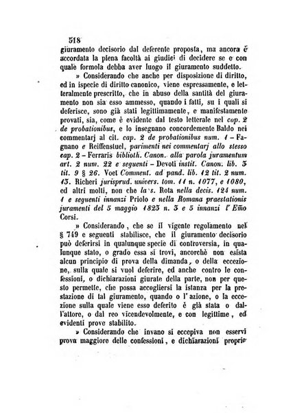 Giornale del Foro in cui si raccolgono le più importanti regiudicate dei supremi tribunali di Roma e dello Stato pontificio in materia civile