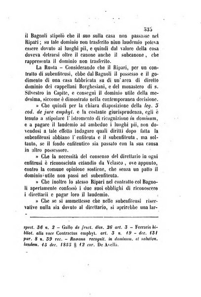 Giornale del Foro in cui si raccolgono le più importanti regiudicate dei supremi tribunali di Roma e dello Stato pontificio in materia civile