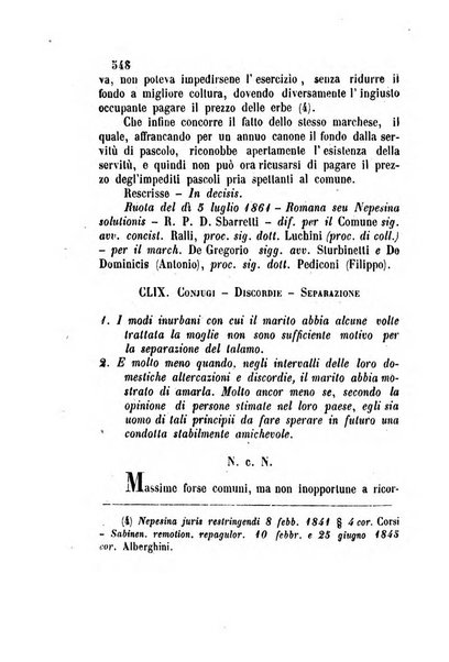 Giornale del Foro in cui si raccolgono le più importanti regiudicate dei supremi tribunali di Roma e dello Stato pontificio in materia civile