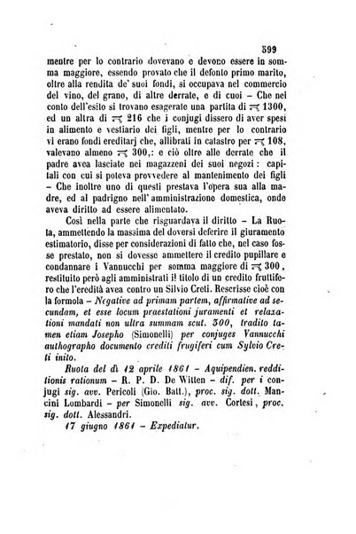 Giornale del Foro in cui si raccolgono le più importanti regiudicate dei supremi tribunali di Roma e dello Stato pontificio in materia civile