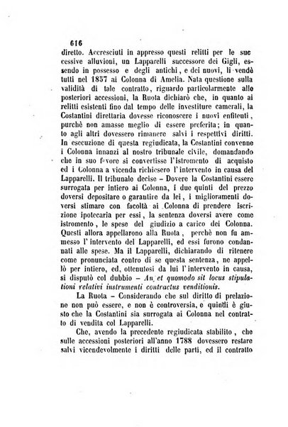 Giornale del Foro in cui si raccolgono le più importanti regiudicate dei supremi tribunali di Roma e dello Stato pontificio in materia civile