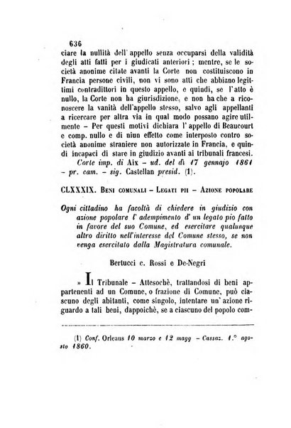 Giornale del Foro in cui si raccolgono le più importanti regiudicate dei supremi tribunali di Roma e dello Stato pontificio in materia civile