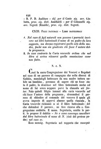 Giornale del Foro in cui si raccolgono le più importanti regiudicate dei supremi tribunali di Roma e dello Stato pontificio in materia civile