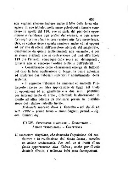 Giornale del Foro in cui si raccolgono le più importanti regiudicate dei supremi tribunali di Roma e dello Stato pontificio in materia civile