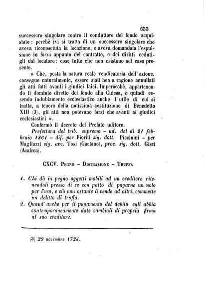 Giornale del Foro in cui si raccolgono le più importanti regiudicate dei supremi tribunali di Roma e dello Stato pontificio in materia civile