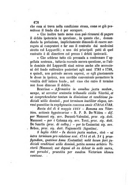 Giornale del Foro in cui si raccolgono le più importanti regiudicate dei supremi tribunali di Roma e dello Stato pontificio in materia civile