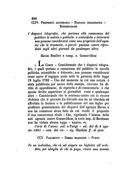 Giornale del Foro in cui si raccolgono le più importanti regiudicate dei supremi tribunali di Roma e dello Stato pontificio in materia civile